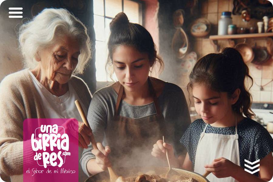 IMAGEN - UnaBirriaDeRes Com - Abuela Madre e Hija Cocinando Birria de Res - 01